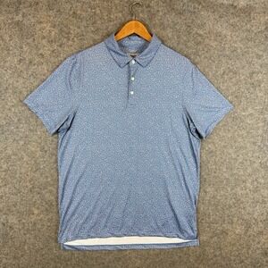 J Crew Performance Polo Shirt Mens Large Blue Floral Lightweight Stretch